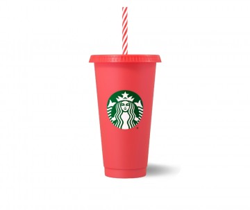 Starbucks® Reusable Cold Cup Red Striped Straw 24oz